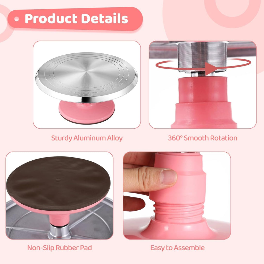 Aluminium Alloy Revolving Cake Stand, 12 in Cake Decorating Turntable, Non-Slip Rotating Platform, Smooth 360°
