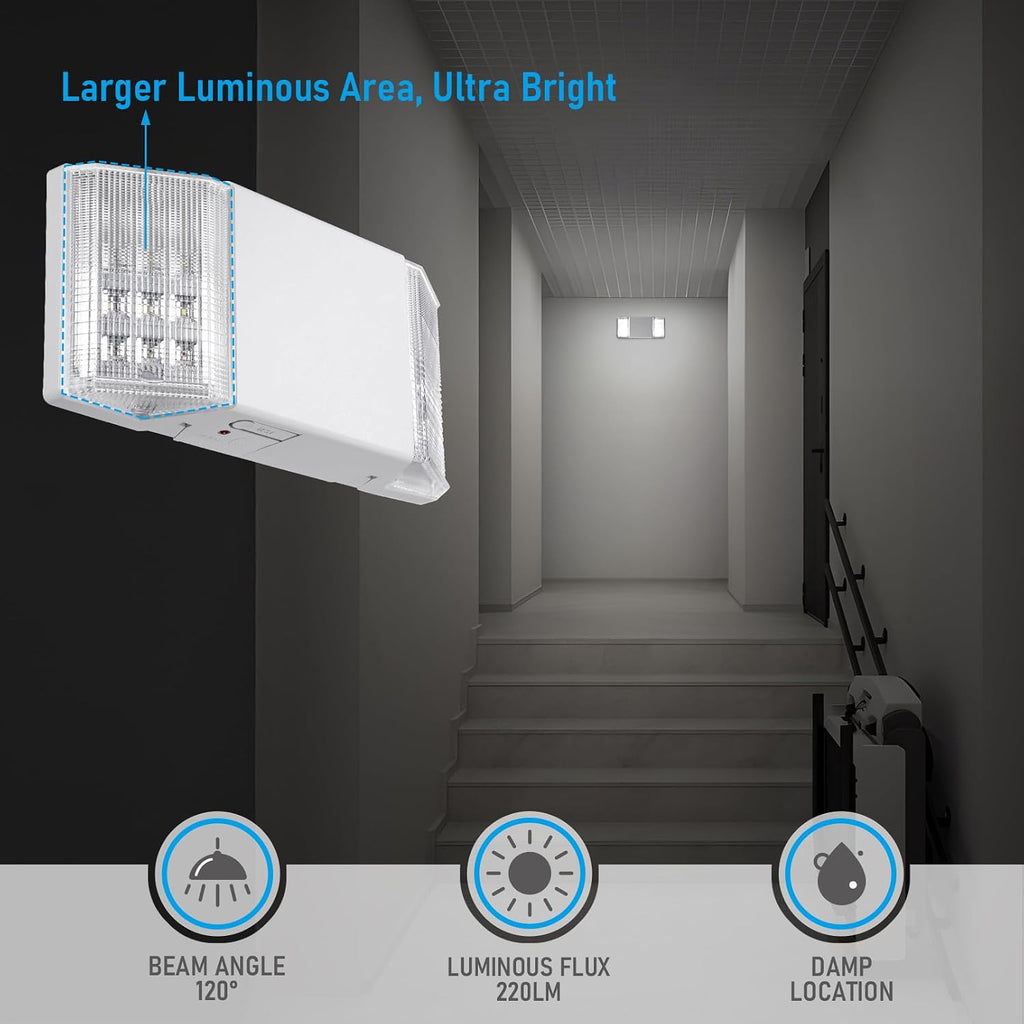 TORCHSTAR 2-Pack LED Emergency Lighting with Battery Backup White
