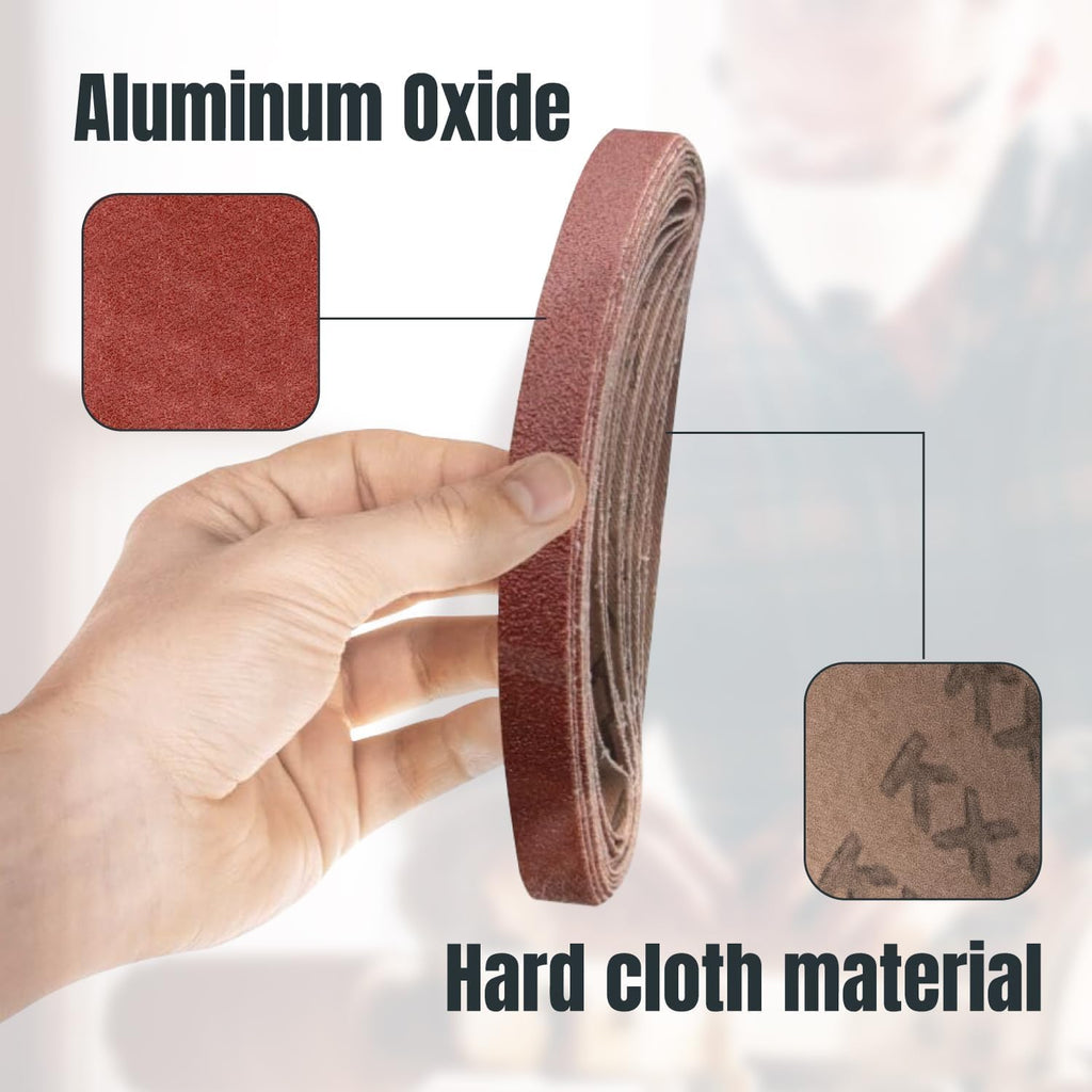 POWERTEC 1/2 x 18 Inch Sanding Belts, 20 Each of 40/60/80 Grits, 60PK, Aluminum Oxide Belt Sander Sanding Belt for Air File Belt Sander, Woodworking, Metal Polishing (40185-1)