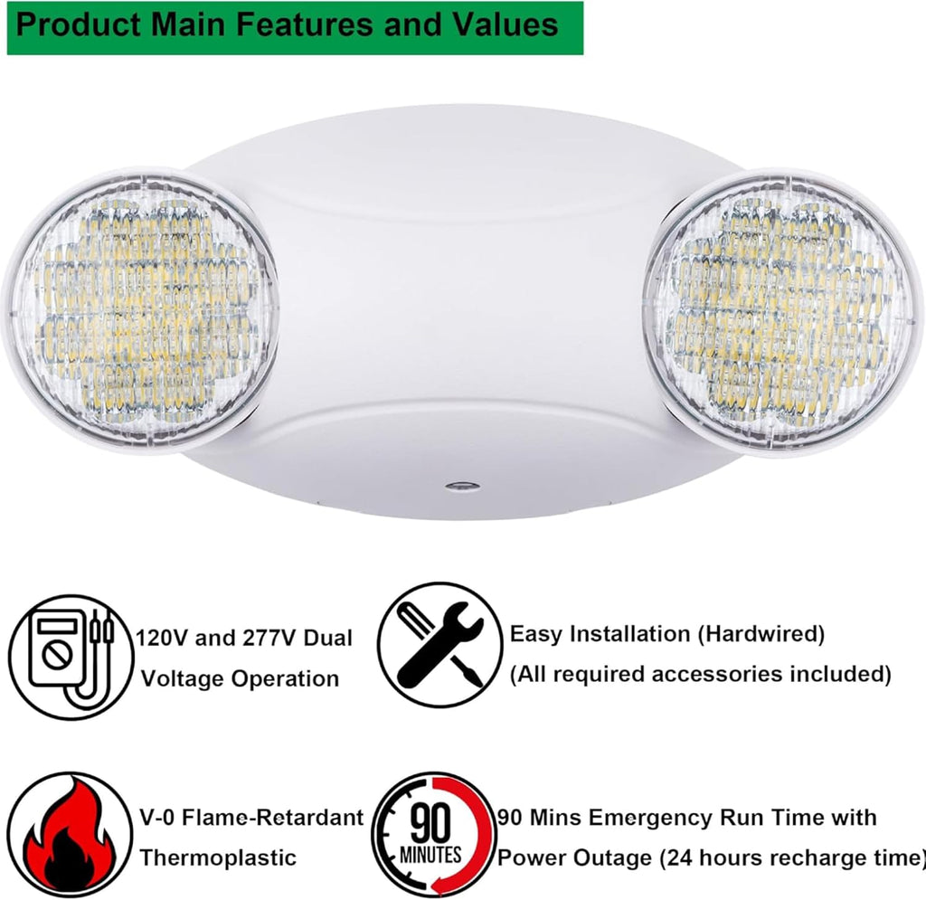 LIT-PaTH LED Emergency Light for Business, Battery Backup, 1 Pack