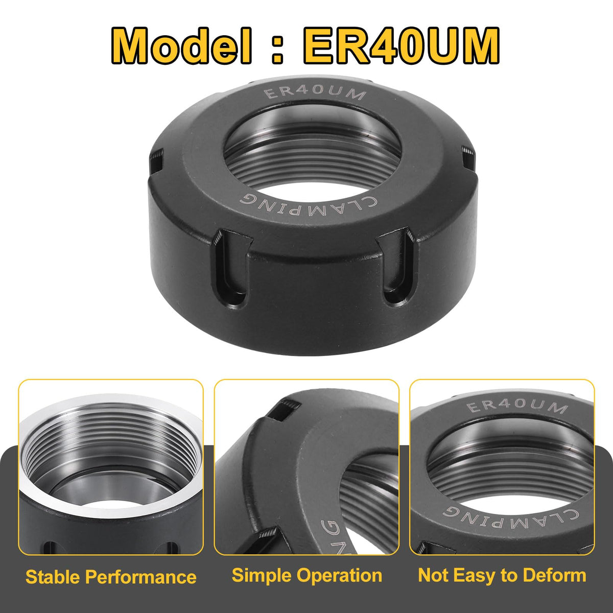 uxcell 3pcs Clamping ER40UM(M50) Collet Clamping Nuts for CNC Milling Chuck Holder Lathe