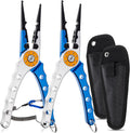 2 Pcs Fishing Pliers Saltwater Braid Cutters 7.8 Inch Fishing Hook Remover Split Ring Fishing Tools with Sheath and