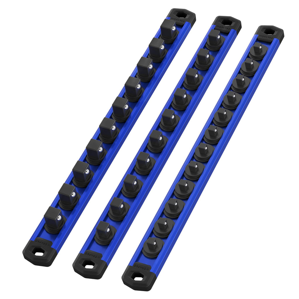Magnetic Socket Organizer Set, 3-Piece 1/4” 3/8” 1/2” Socket Rails