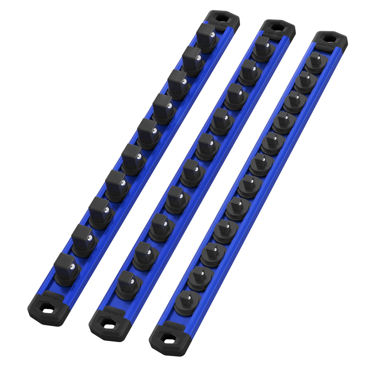 Magnetic Socket Organizer Set, 3-Piece 1/4” 3/8” 1/2” Socket Rails