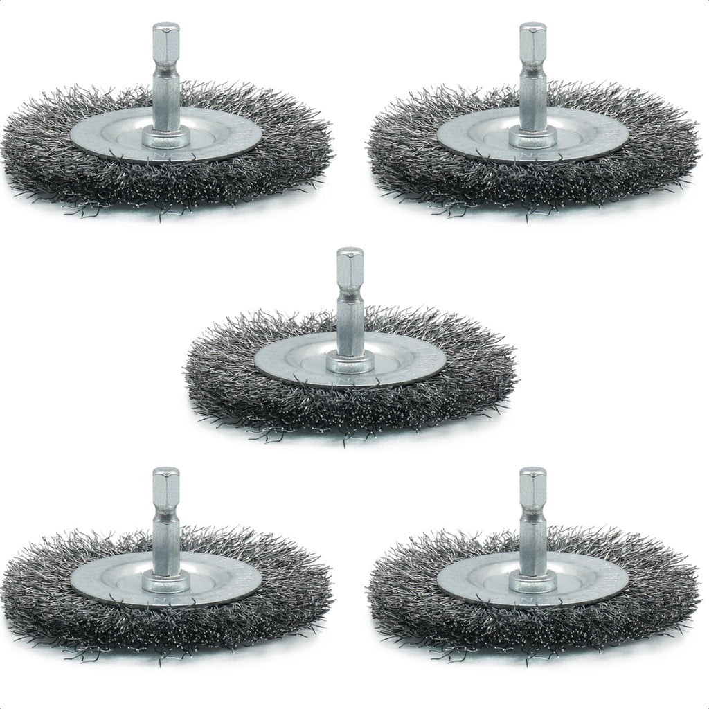 TEXNINC 5-Pack 3-Inch Wire Wheel Brush Set for Drill