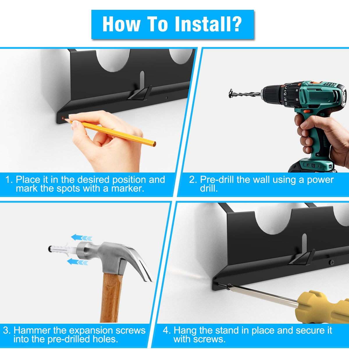 Angle Grinder Holder,Angle Grinder Stand with Discs Hook Rack & Cord Hanger