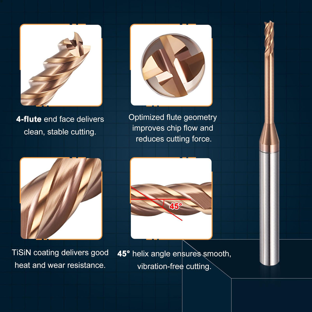 Workkyma Carbide End Mill 2mm Dia 20mm Cut L 50mm L 4mm Shank 4 Flute