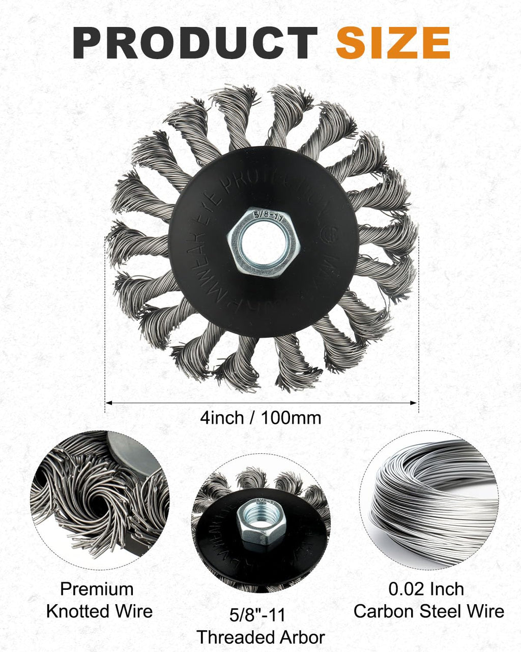 9 Pack 4 Inch Wire Wheel for 4 1/2 Angle Grinder, with 5/8" Thread Arbor