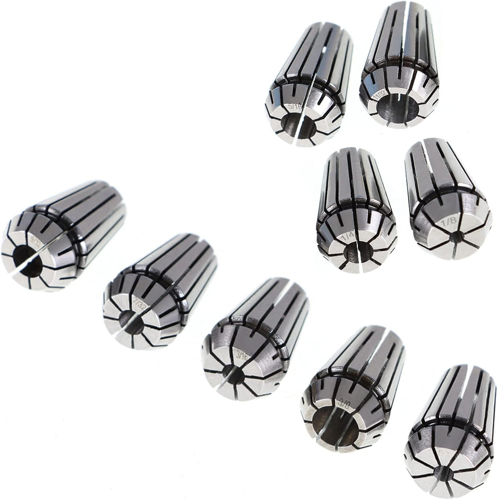ALL-CARB 9Pcs ER16 Spring Collet Set 1/8-3/8 Inch Good Elasticity