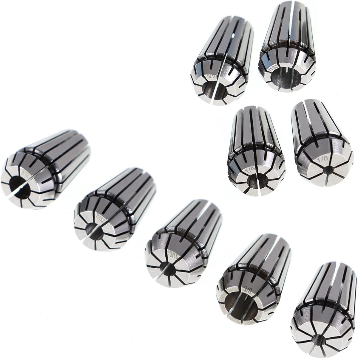 ALL-CARB 9Pcs ER16 Spring Collet Set 1/8-3/8 Inch Good Elasticity