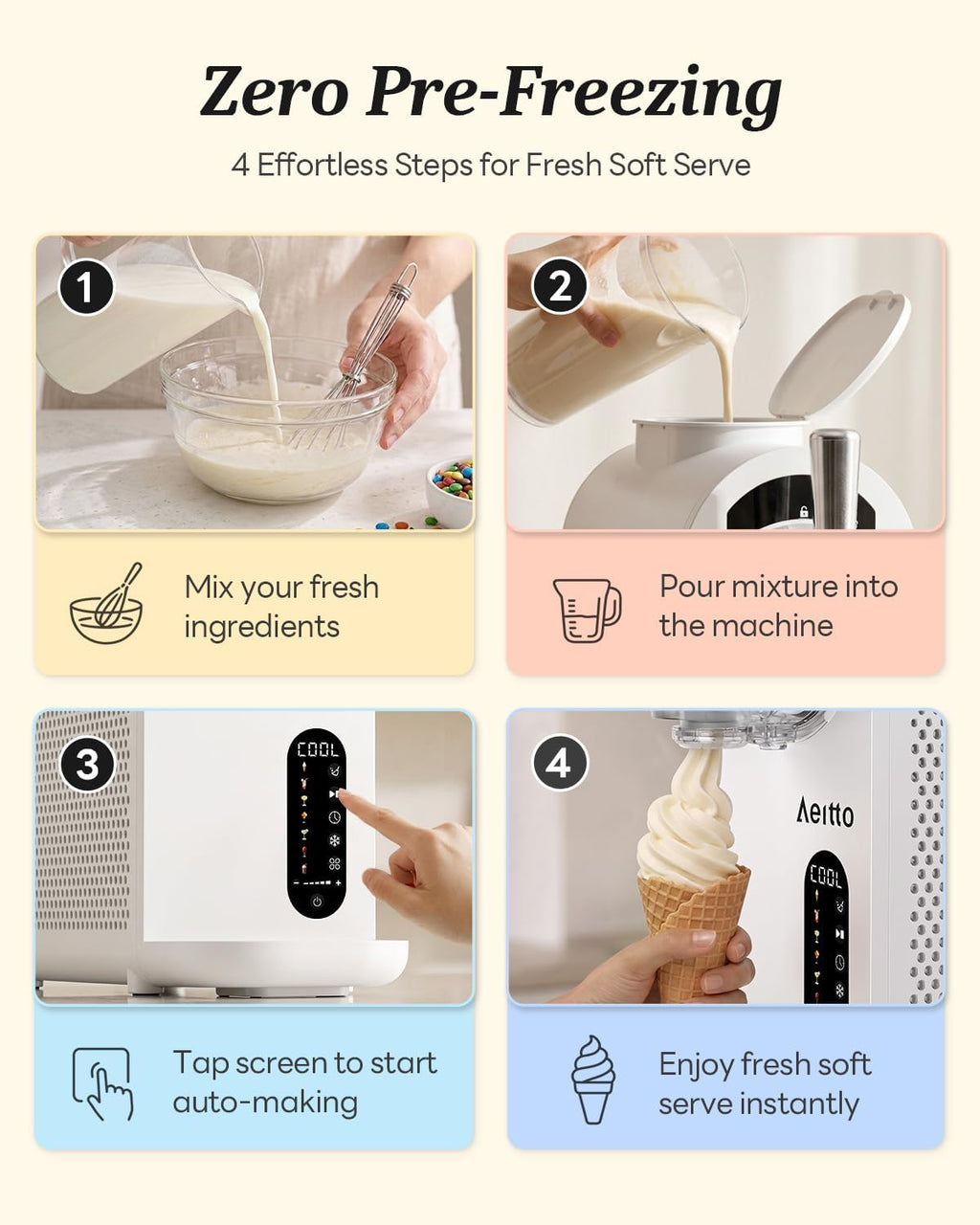 Ice Cream Maker & Slushie Machine Soft Serve Ice Cream Machine 7 Presets