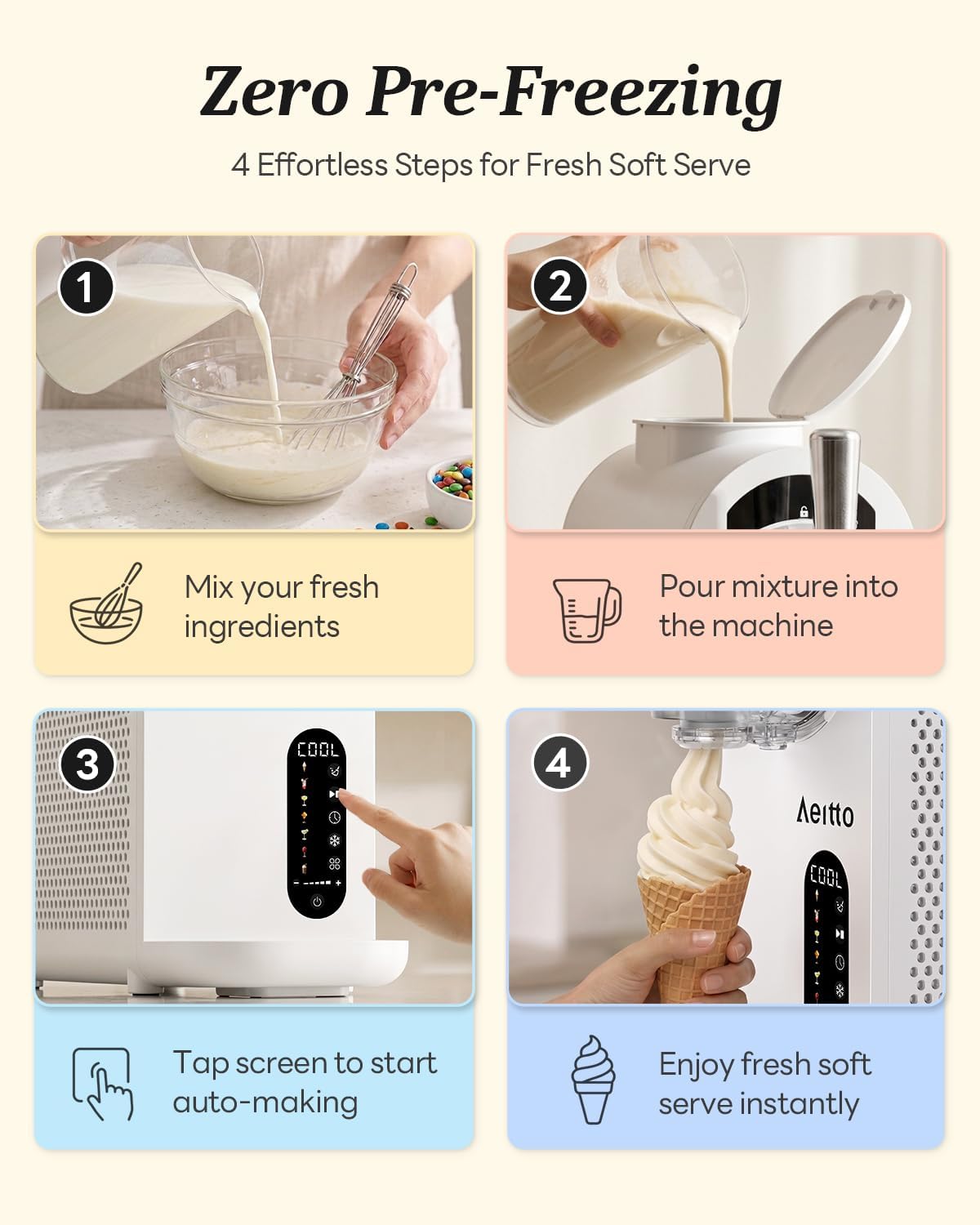 Ice Cream Maker & Slushie Machine Soft Serve Ice Cream Machine 7 Presets