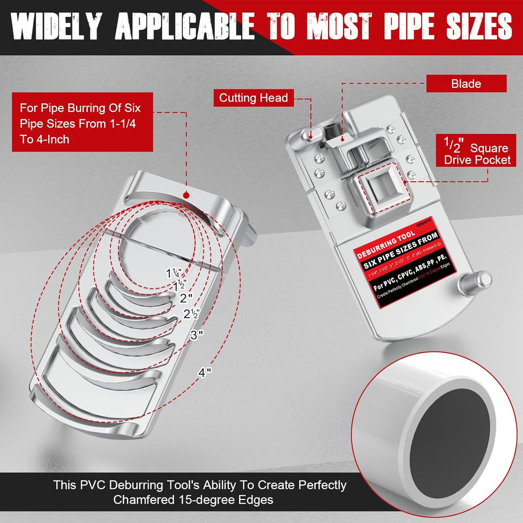 Deburring Tool for PVC Pipe, Plumbing Tools, Professional Plastic Pipe Deburring Tool, for Pipe Burring of Six Pipe