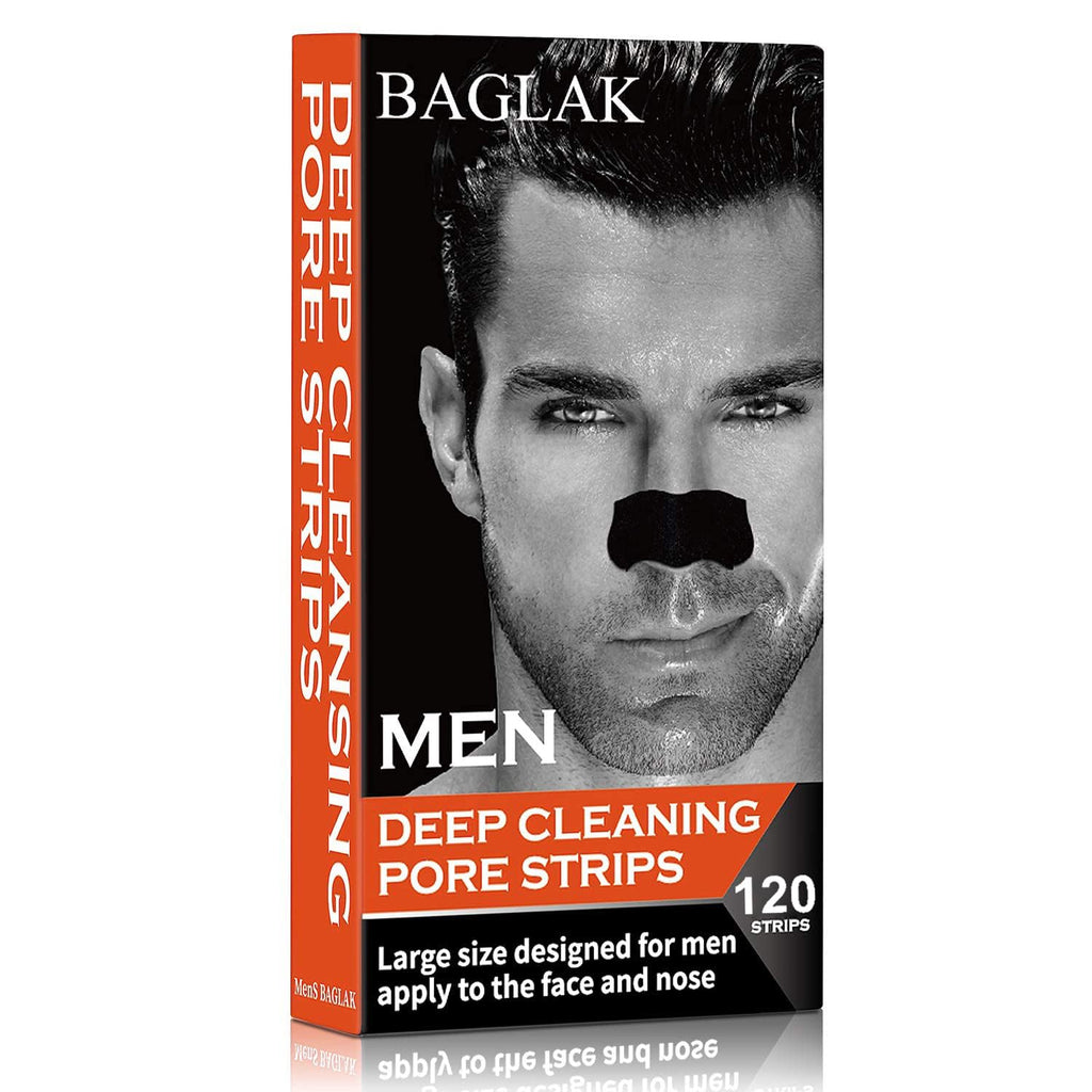 Men Blackhead Pore Strips - 120 Strips - Deep Cleansing - Face Nose Pores - Blackheads Removal - Large Size For
