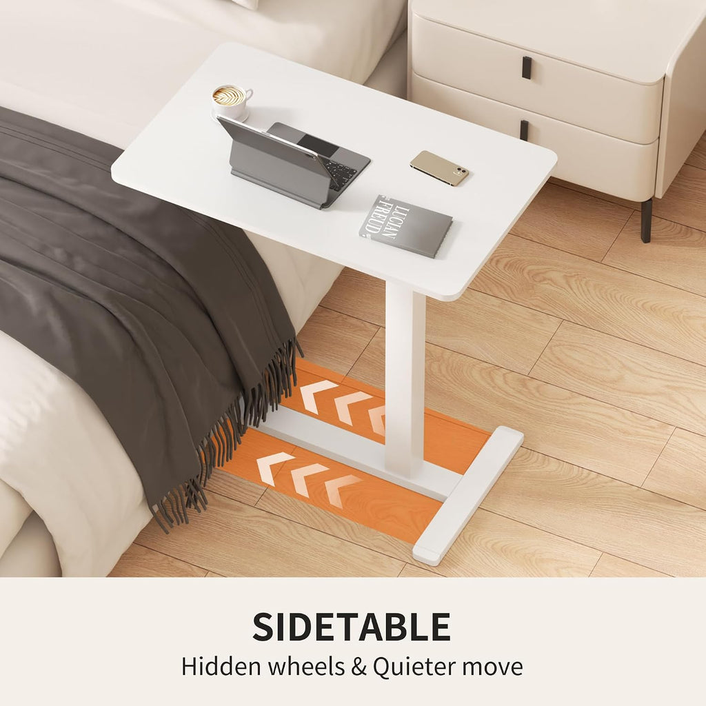 Medical Adjustable Overbed Bedside Table with Wheels, Rolling Laptop Table, Mobile Standing Desk for Home and