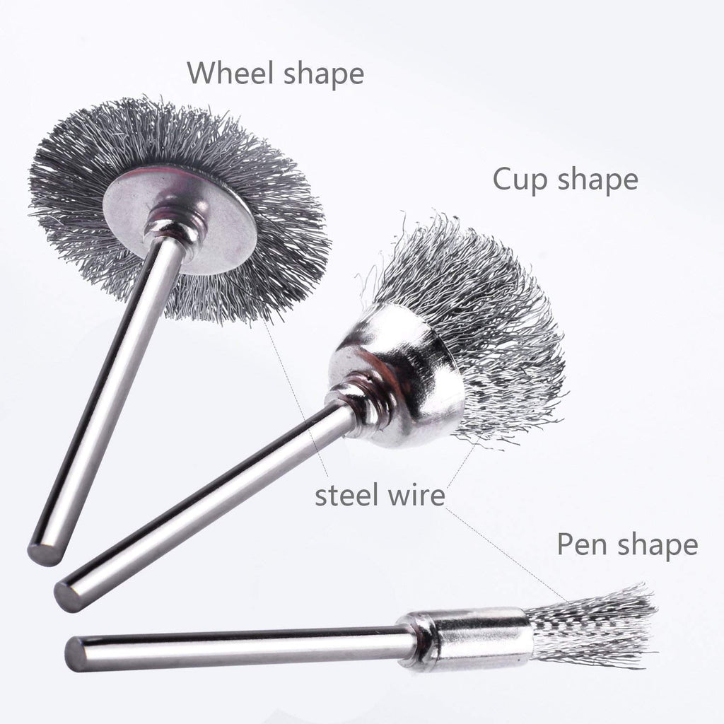 Rocaris 60 Pcs Steel Wire Wheels, Wire Brushes Set for Rotary Tool