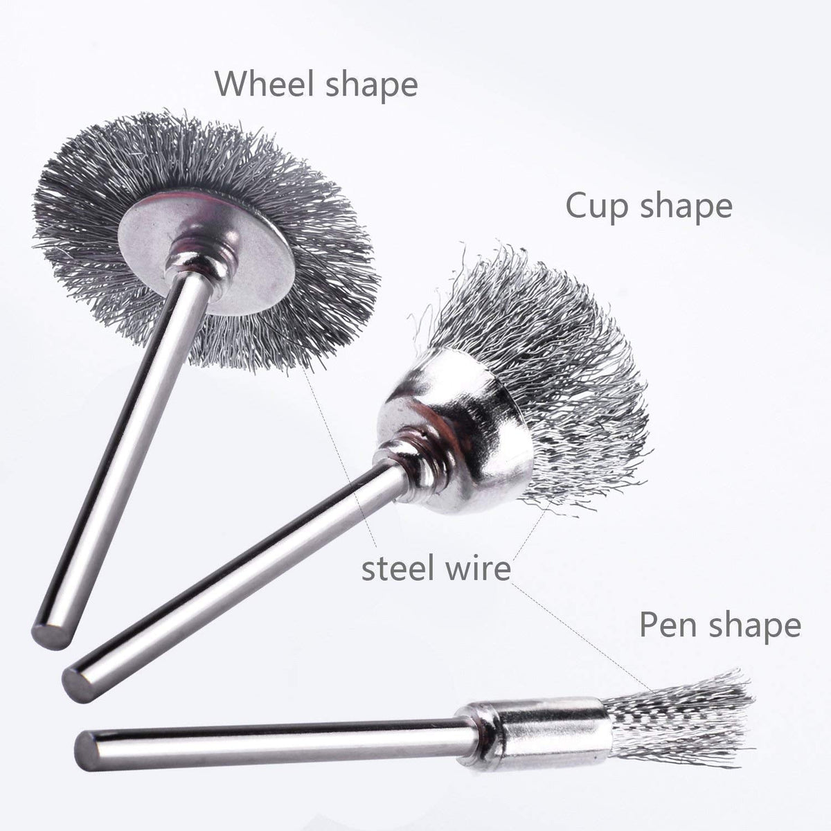 Rocaris 60 Pcs Steel Wire Wheels, Wire Brushes Set for Rotary Tool