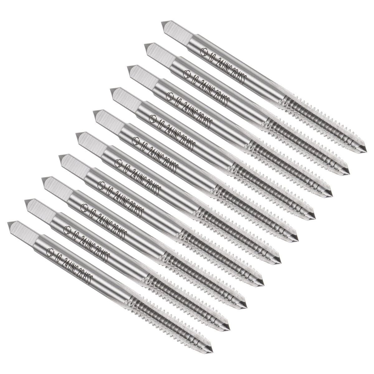 uxcell 10pcs Machine Thread Taps 10-24 UNC 2B High Speed Steel 6542 Straight Flute Screw Thread Milling Taps Threading Tapping Repair Tools