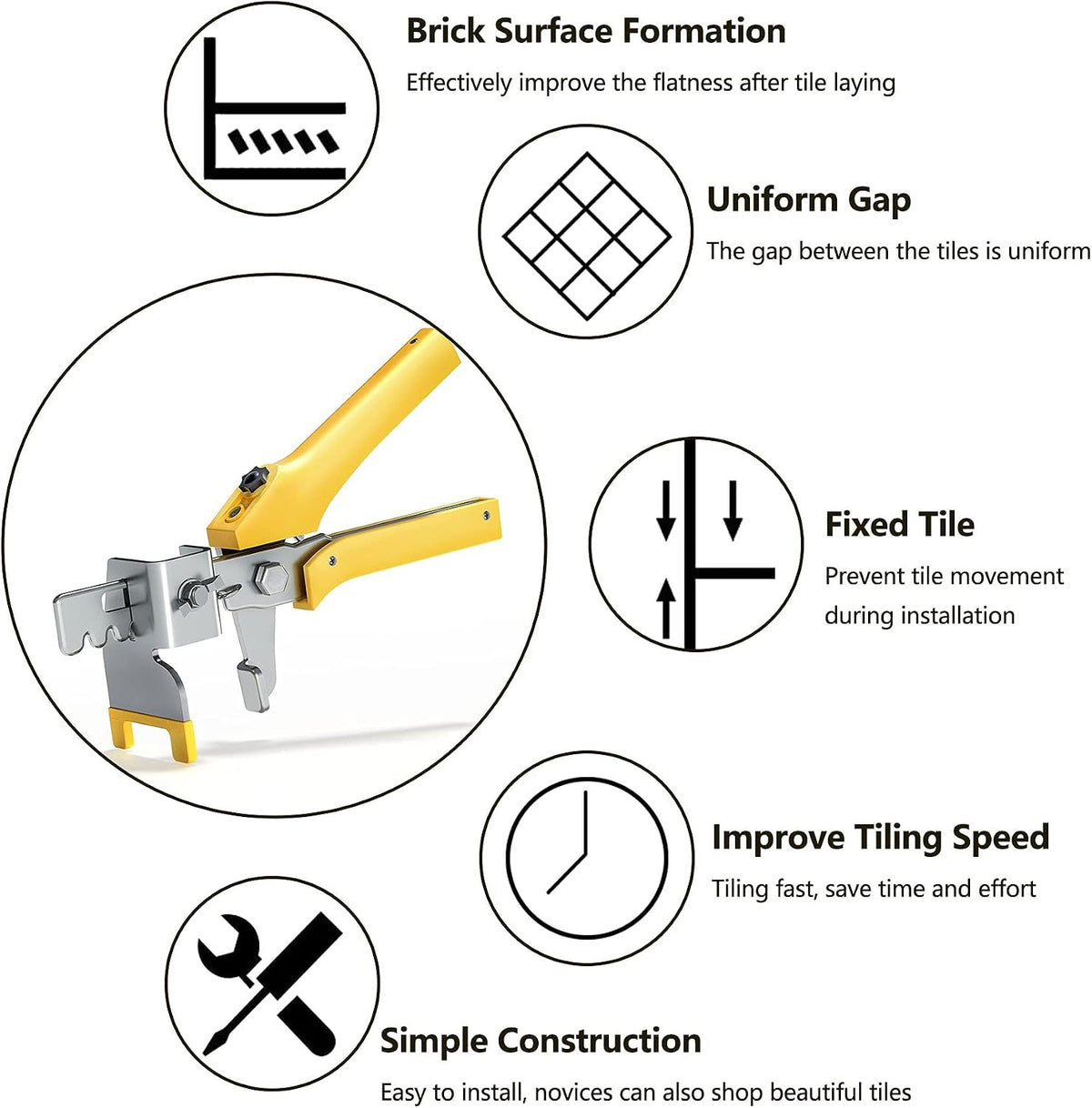1/8 Inch Tile Leveling System with Tile Plier - 300Pcs Tile Spacers Clips, 100-piece Reusable Wedges - Tile