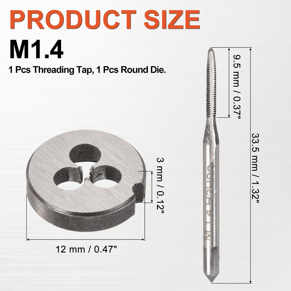 Workkyma M1.4 Tap and Die Set Metric M2 HSS Right Hand Threading Tool