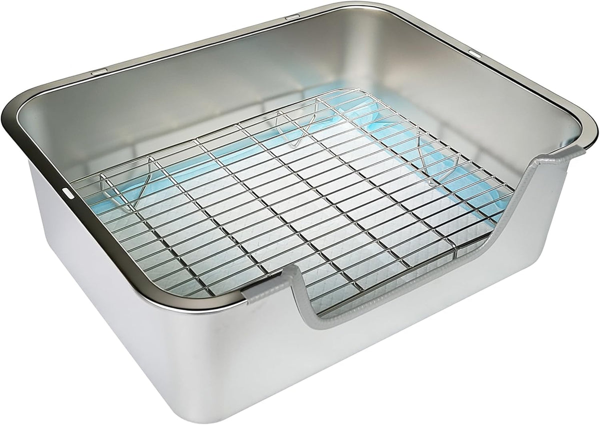 Stainless Steel Rabbit Sifting Litter Box (L)