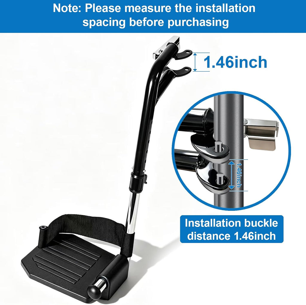 Wheelchair Footrest Replacement, Premium Wheelchair Foot Rest with Heel Loop, Universal Swing-Away Wheelchair Replacement Parts for Standard Wheelchairs (1 Pr, Black)