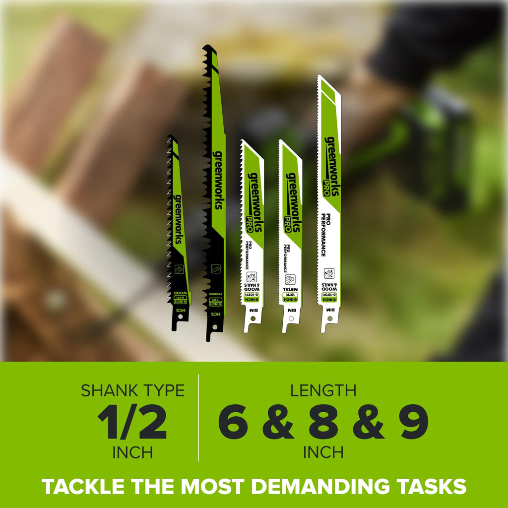 Greenworks 12PC Multi-Purpose Reciprocating Saw Blade Set with Carrying Case, PA53301A1