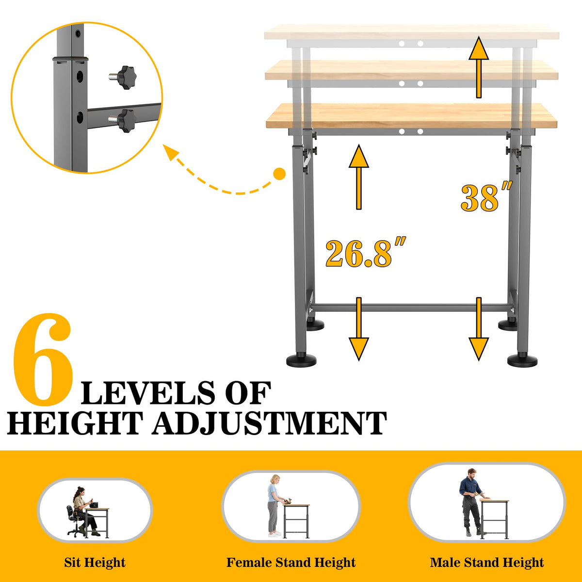 Workbench for Garage, 32"x18" Adjustable Height Work Table