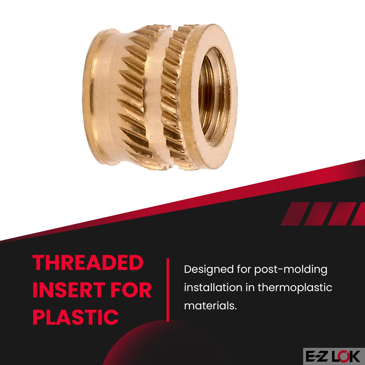 E-Z LOK Plastic Thread Insert, Tapered Single Vane, 0.25-20, 50 ct