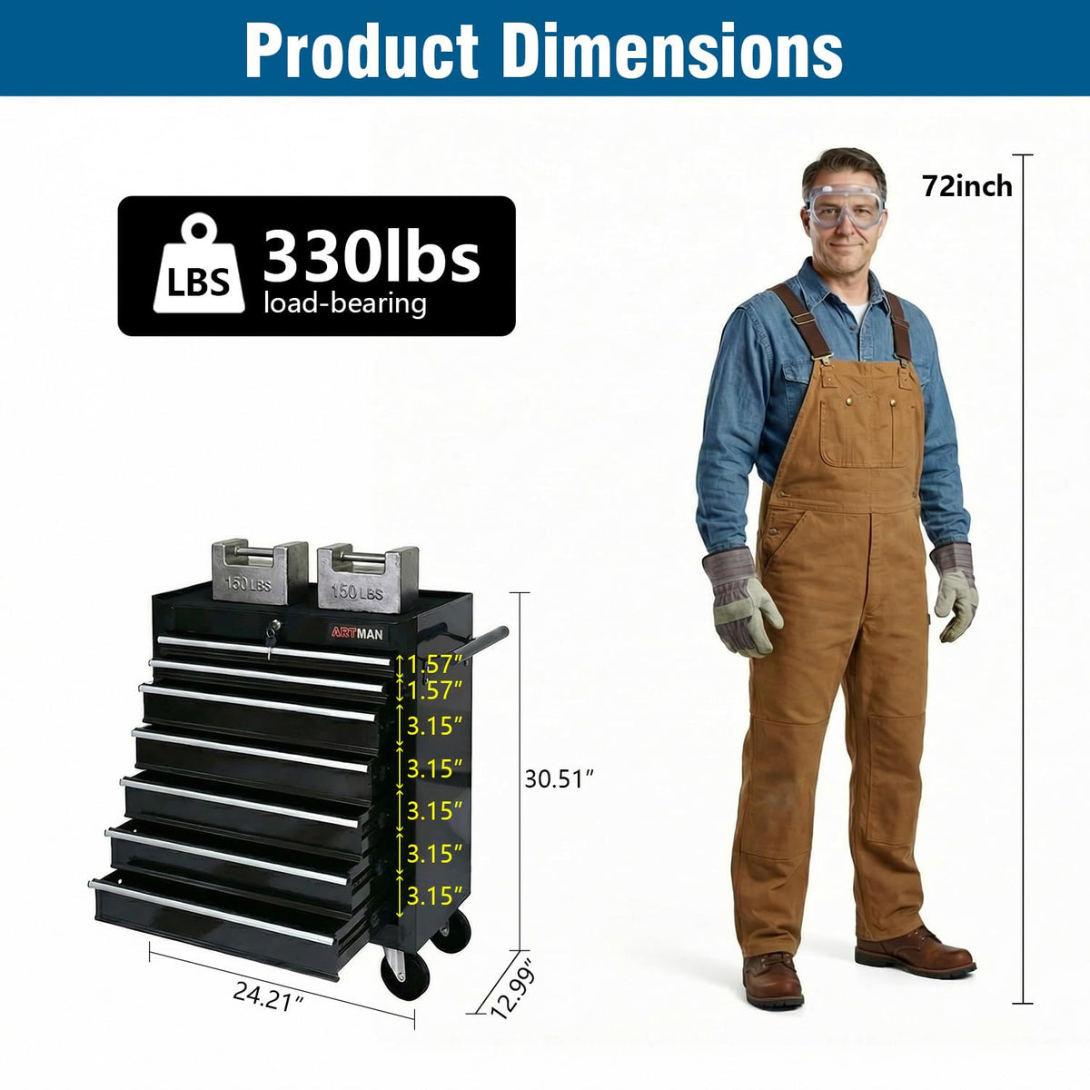 7 Drawers Rolling Tool Chest on Wheels, Multifunctional Tool Cart Tool Storage, Drawers Rolling Tool Trolley