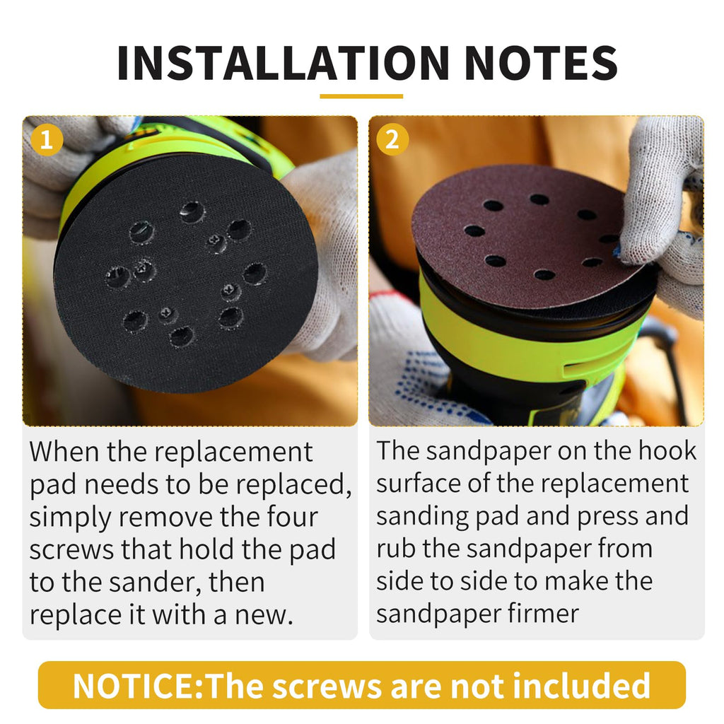 Gnellkoor Orbital Sander Metal Pad Replacement for Ryobi, 4 Pack