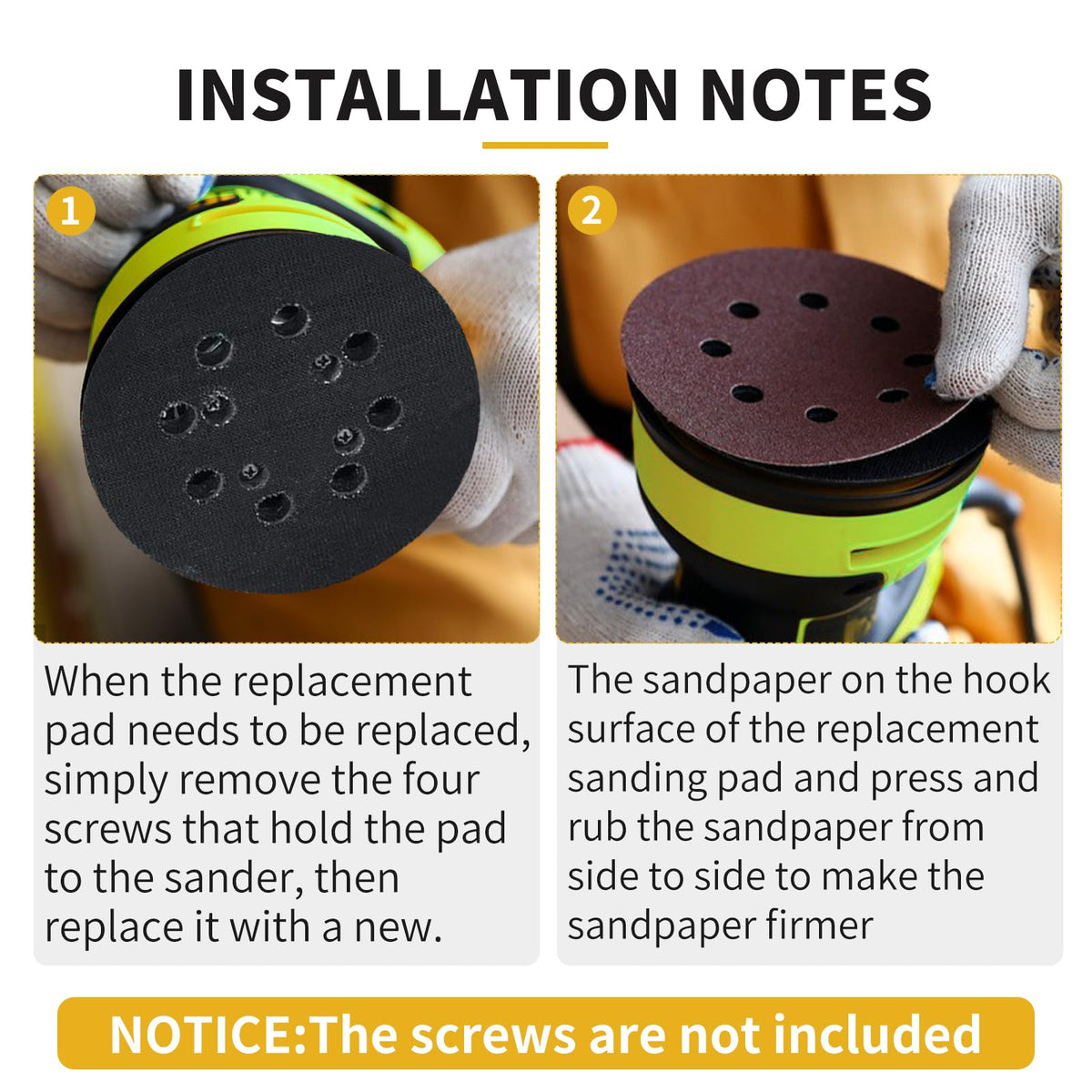 Gnellkoor Orbital Sander Metal Pad Replacement for Ryobi, 4 Pack