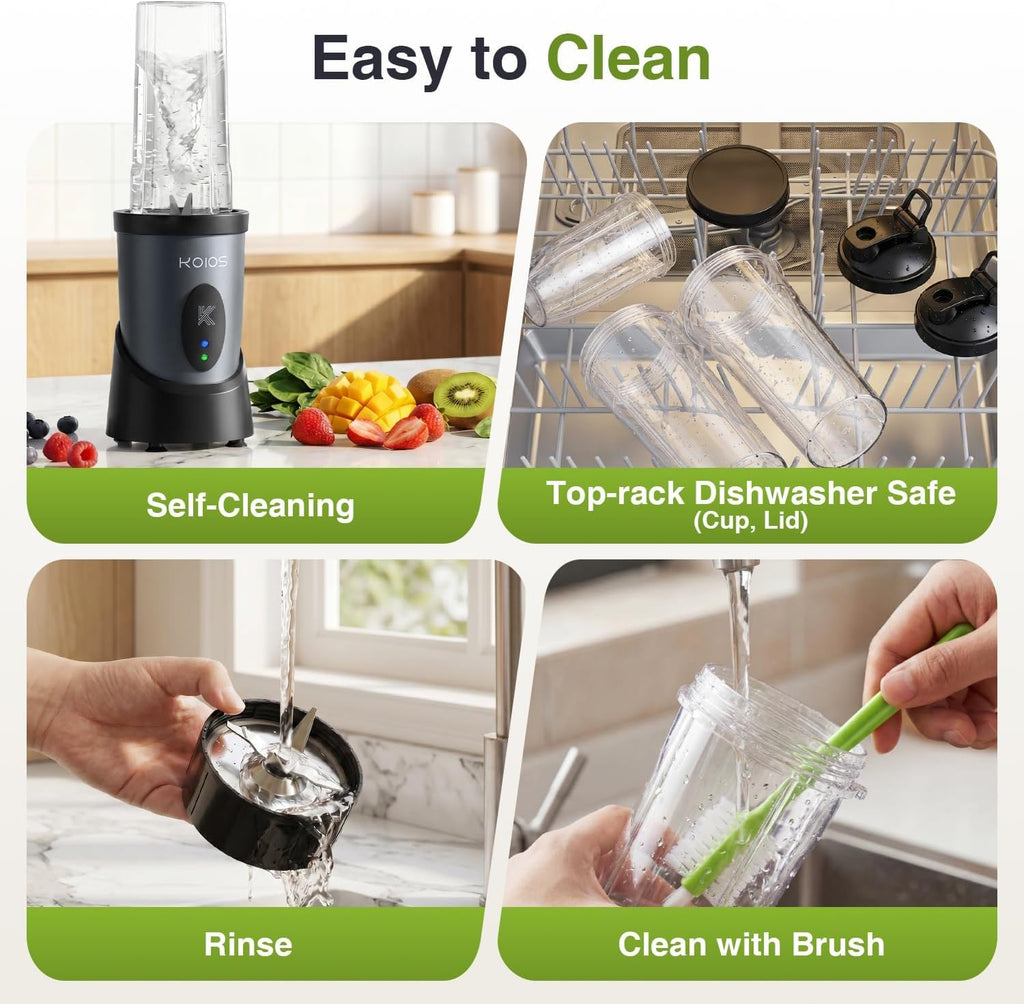 Smoothie Blender Kitchen, 900W Personal Blenders with 3 To-Go Cups | (2) 23oz & 16oz Cups, Blend Smoothies Shakes