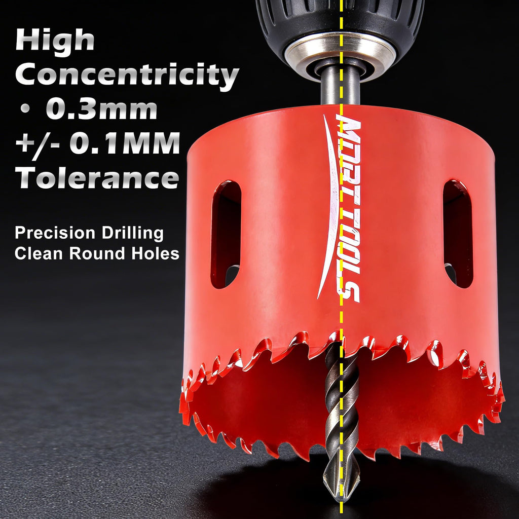 MDBTTOOLS M42 Hole Saw Kit,18Pcs 8% Cobalt Bi-Metal Hole Saw Set with with 3/4"-2-1/2"(19-64mm)–Deep Cut 2" Depth HSS Hole Cutter for Wood, Plastic, Drywall, Metal Sheet & Hardened Stainless Steel