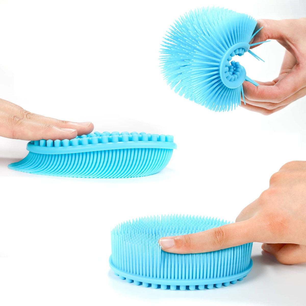 Silicone Body Scrubber Loofah 3 Pack Exfoliating Soft Loofah Shower Brush