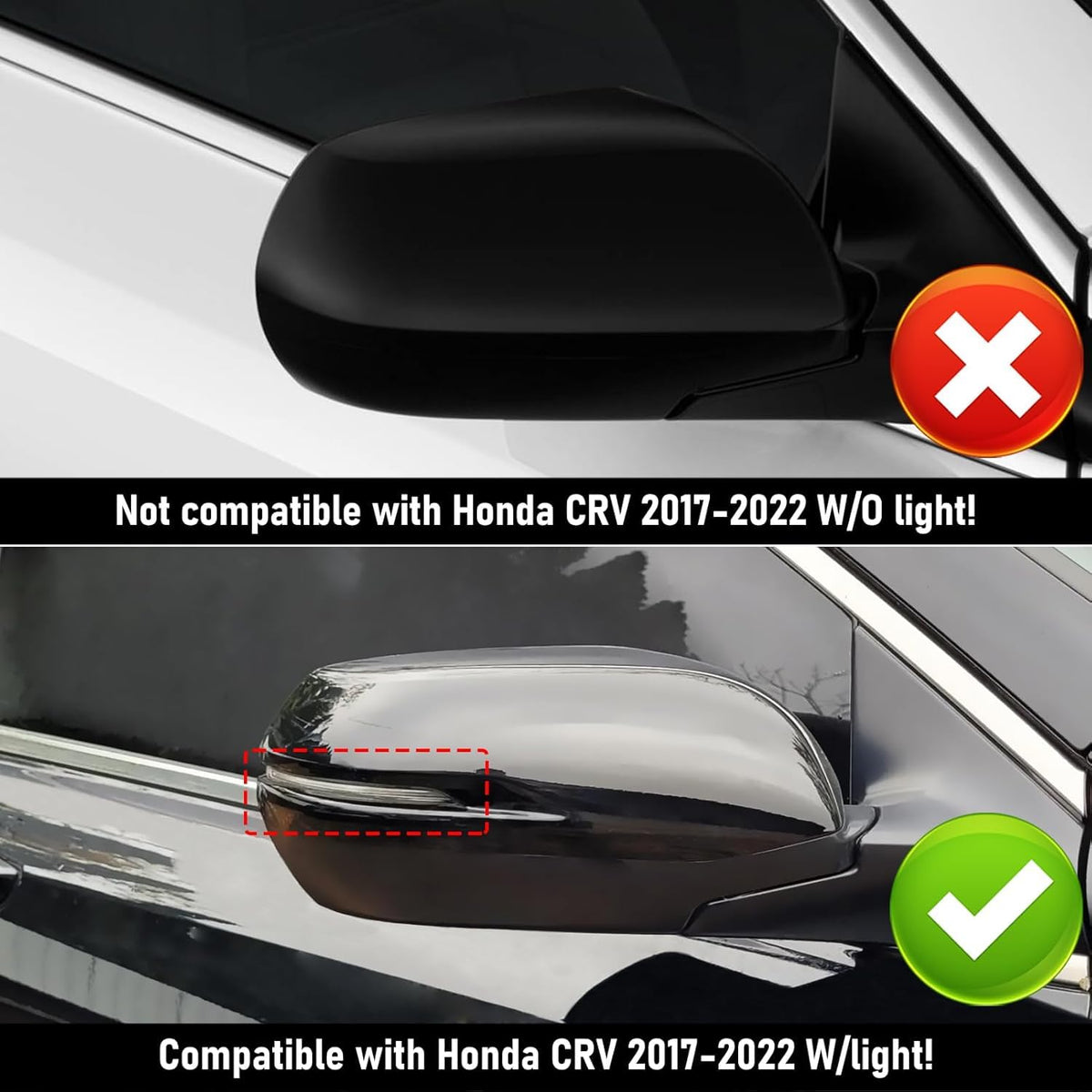 Left Driver Side Door Mirror Assembly With Turn Signal Lights For 2017-2022 Honda CRV, Blind Spot Heated Replace (9PIN) (Red Left)