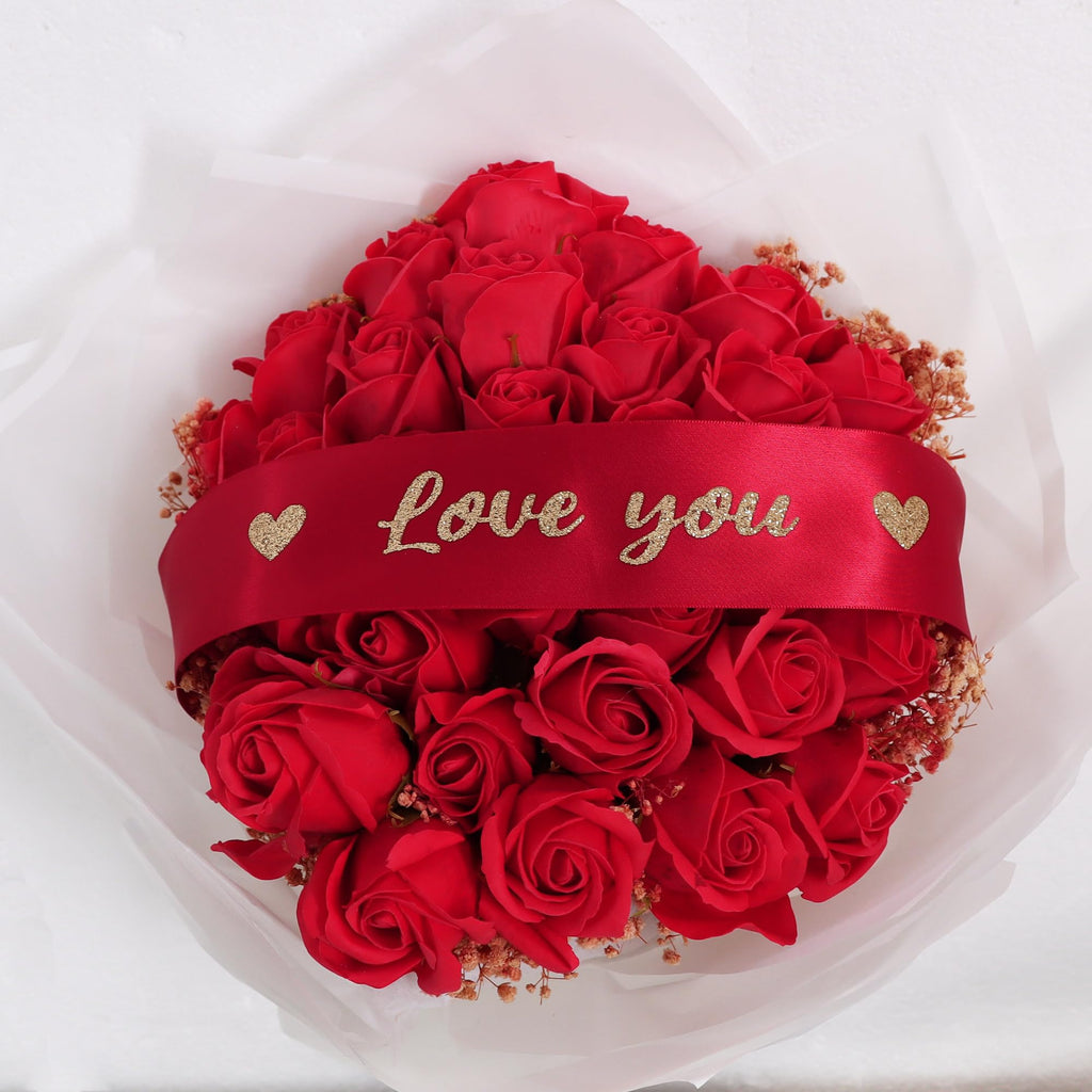 Claret Red Satin Ribbon with Glitter Love You Print - 2 Inch x 10 Yards Valentine Ribbon for Wedding, Anniversary