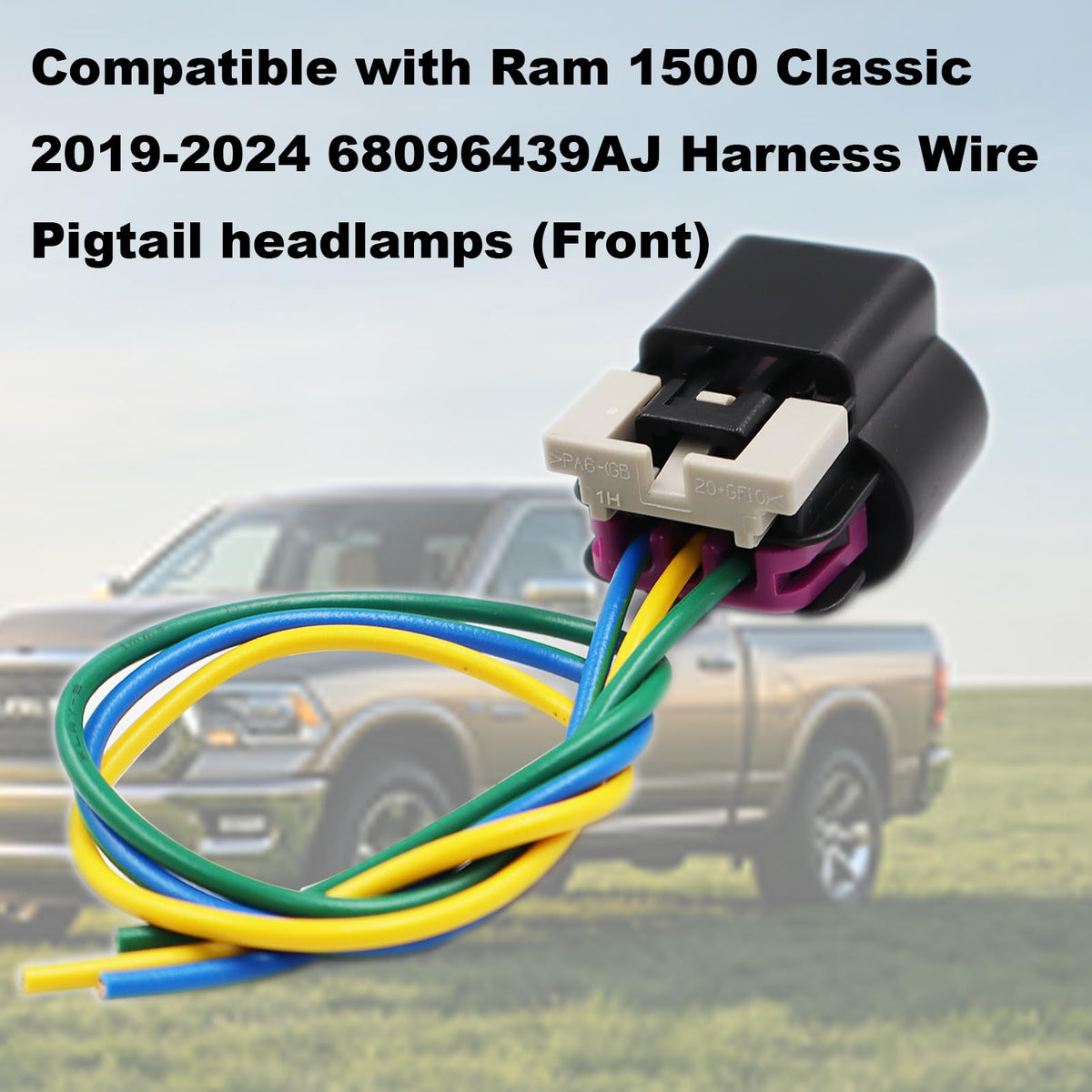 3 Pin Headlights Connector Plug Compatible with Ram 1500 Classic 2019-2024