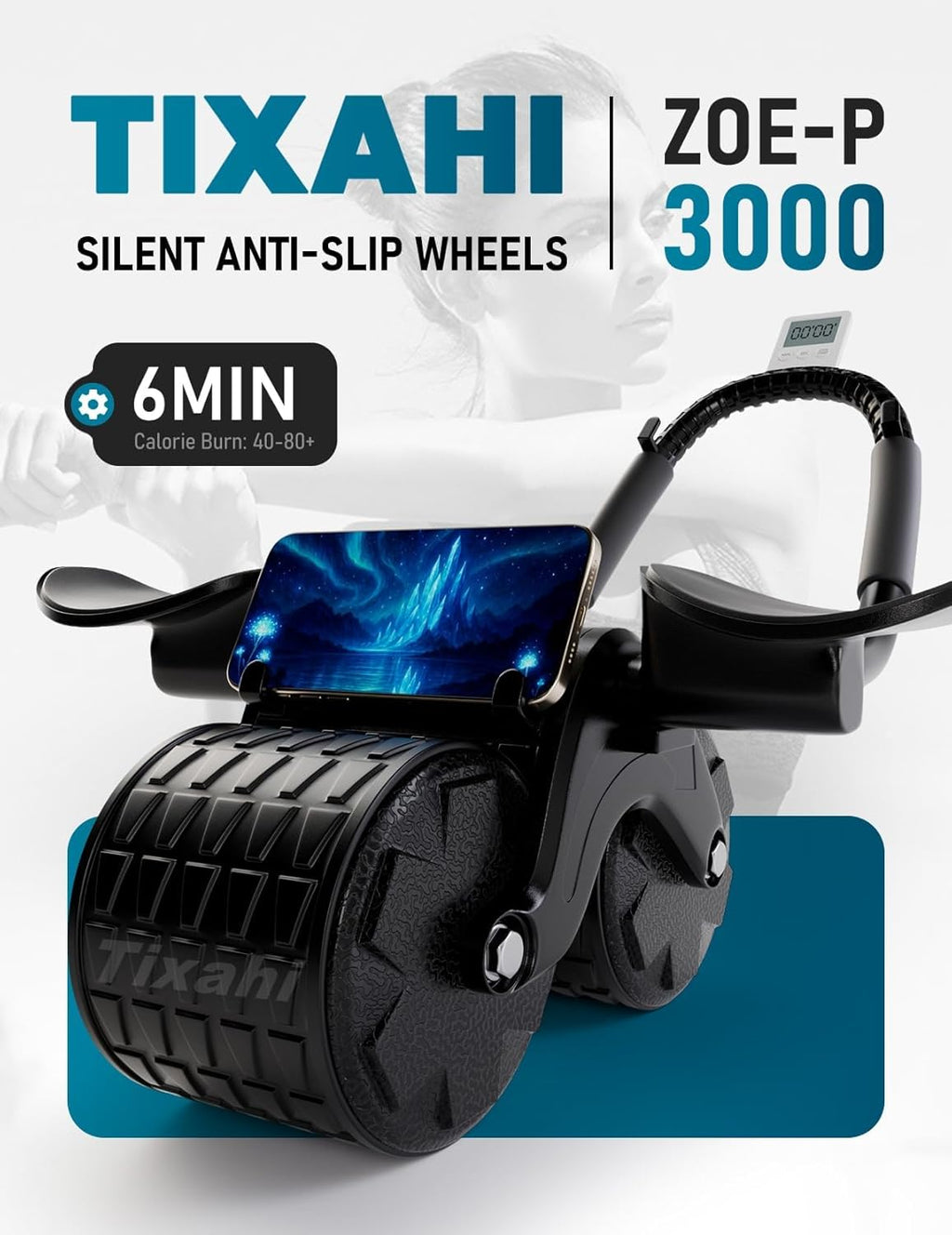 2026 Upgraded Automatic Rebound Ab Roller with Elbow Support, Dual Wide Wheel Ab Workout Equipment for Core Strength