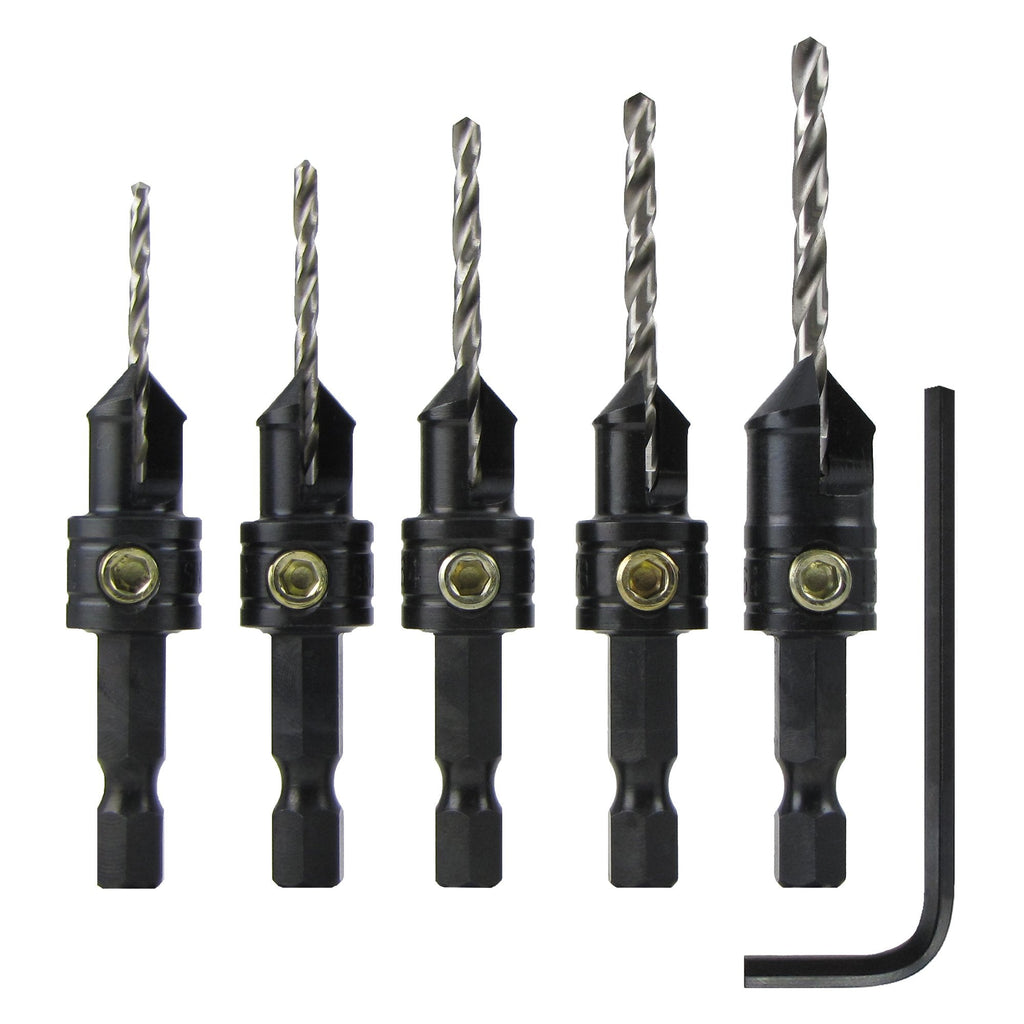 Make it Snappy Tools Brand Quick-Change 5-Pc. Countersink Drill Bit Set with Case. Proudly Made in The USA