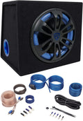 RVB12.1A 12" 500W Powered Car Subwoofer Bundle with RWK10 Amp Kit | 500W Peak / 300W RMS, Class AB, RCA and High