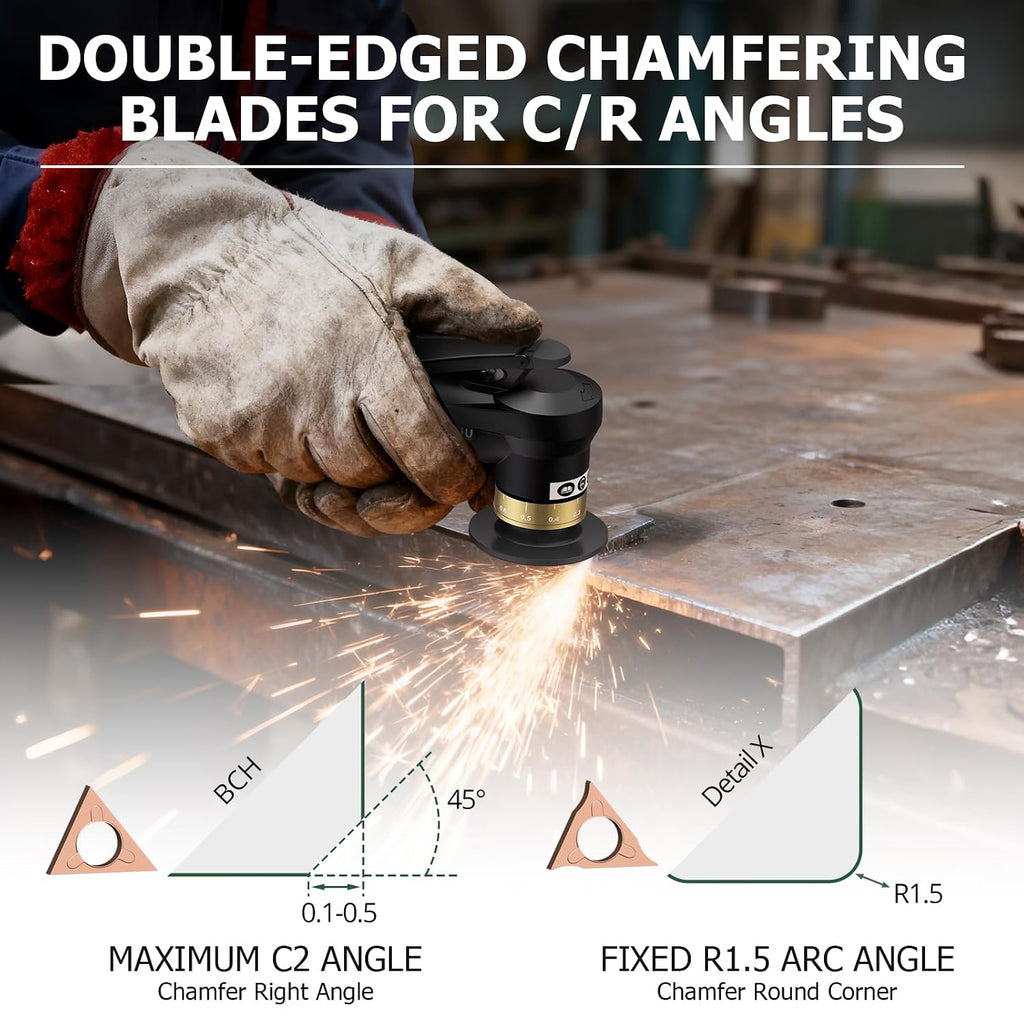 Upgraded Pneumatic Chamfer Tool with Straight Guide Plate Save Guide Wheels