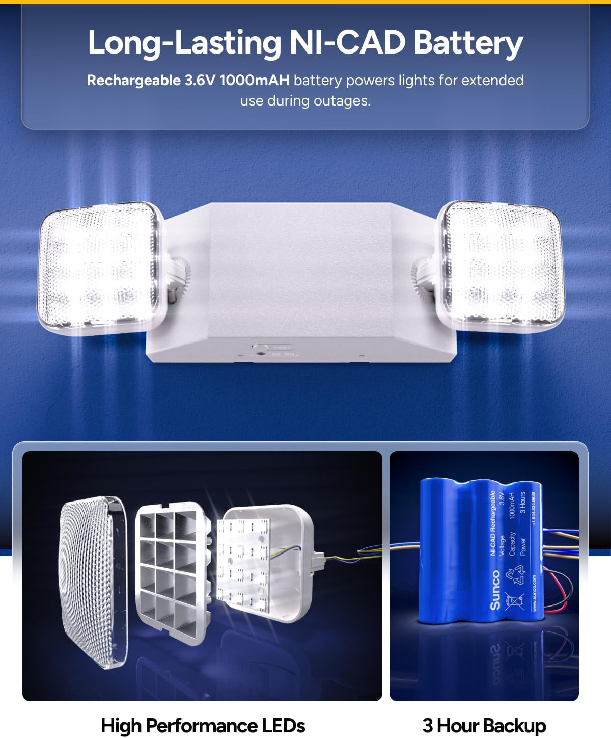 Sunco 12 Pack LED Emergency Lights for Outages, 90 Minute Backup Battery