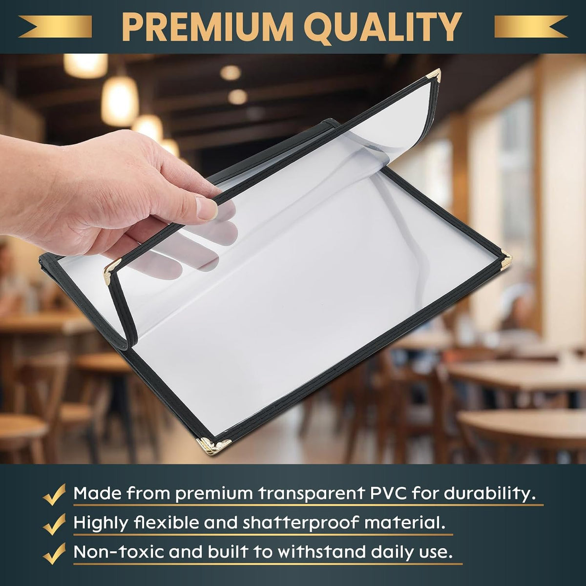 Menu Covers 8.5 x 11 Inch, 2 Pack (4 Page 8 View)