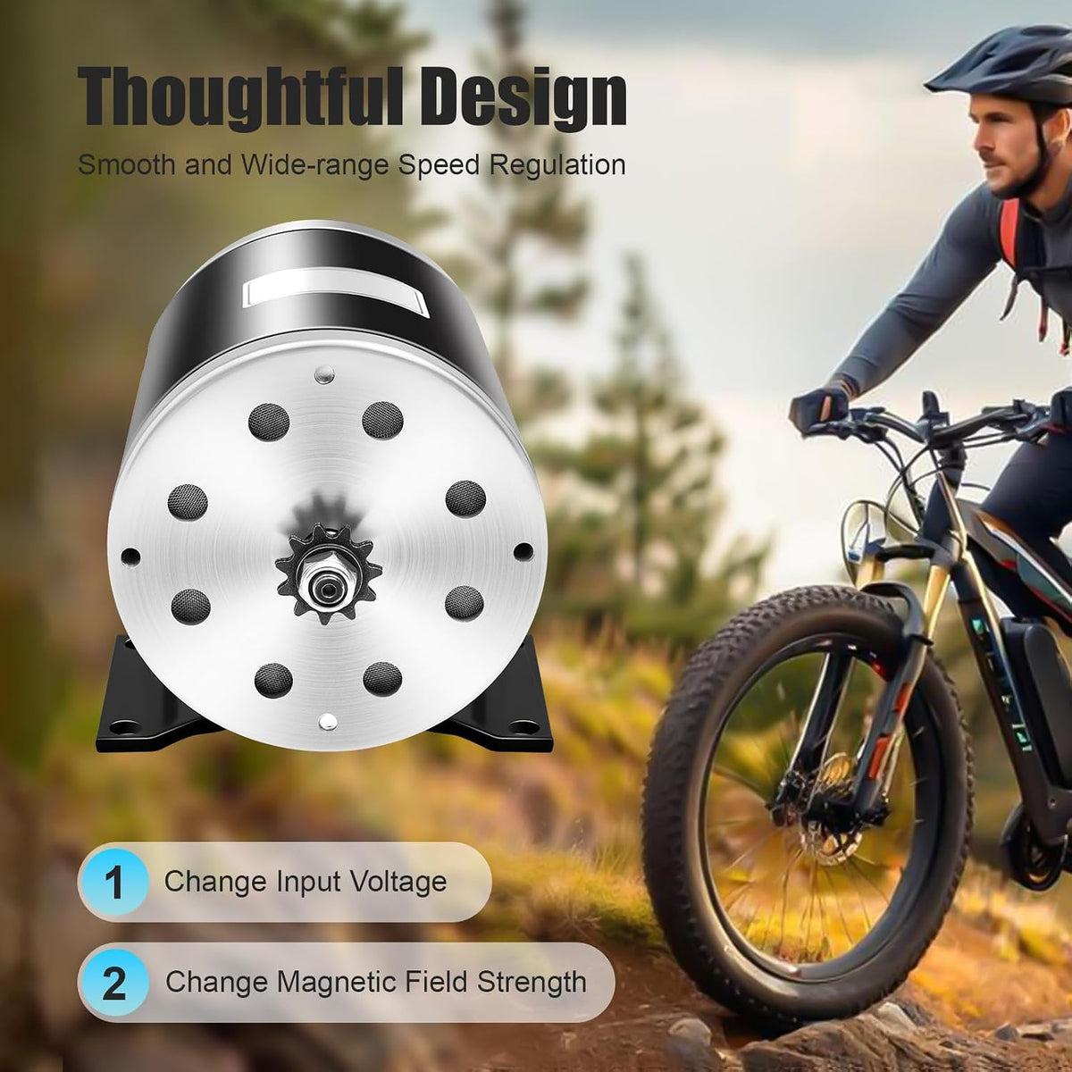PERFERATE 1000W 36V Brushed DC Electric Motor MY1020 Brush Motor with Bottom Base 3000 RPM Electric Scooter Motors 25H-11T Chain Drive for Mini Bike, Go Cart, E-Bike, Scooter