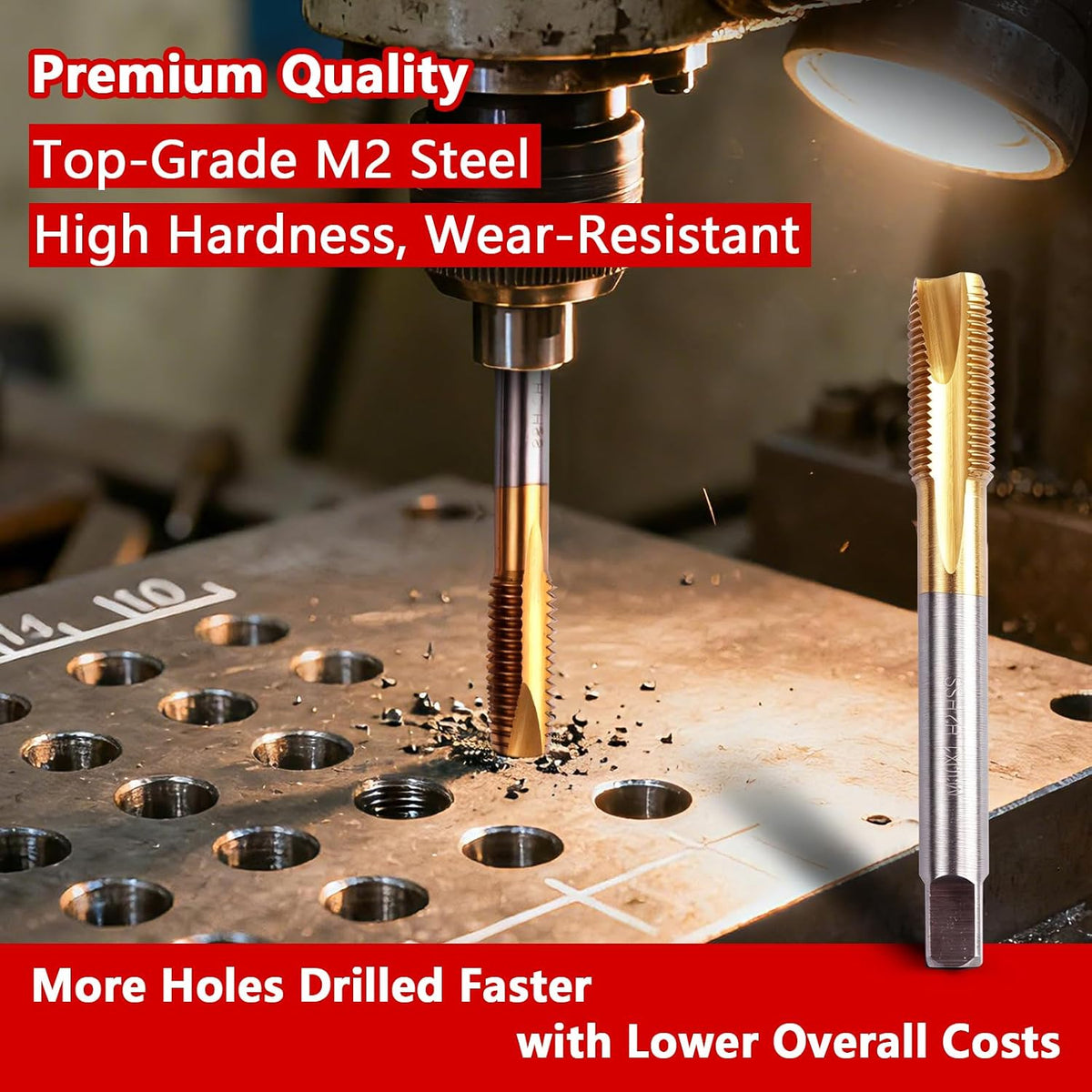 1pcs M10 x 1.0 Spiral Point Tap,M2 HSS Titanium Coated, Spiral Point Plug Threading Tap,Metric Tapping Bit for Thread Repair (M10 x 1.0)