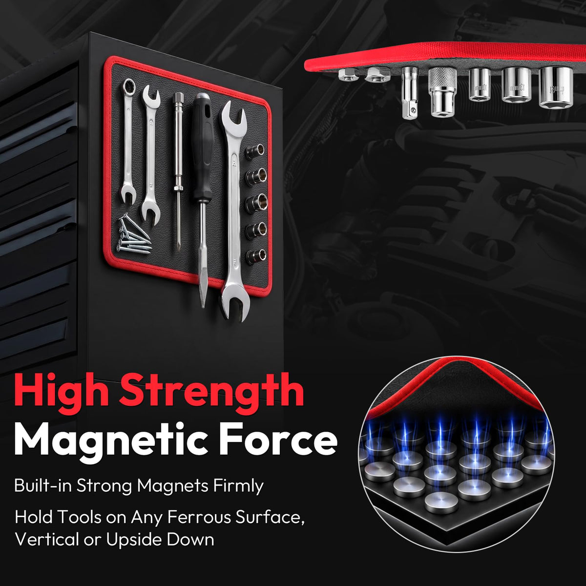 3PCs Magnetic Tool Mat, 40 LBS Flexible Magnetic Mat, Magnetic Tool Holder