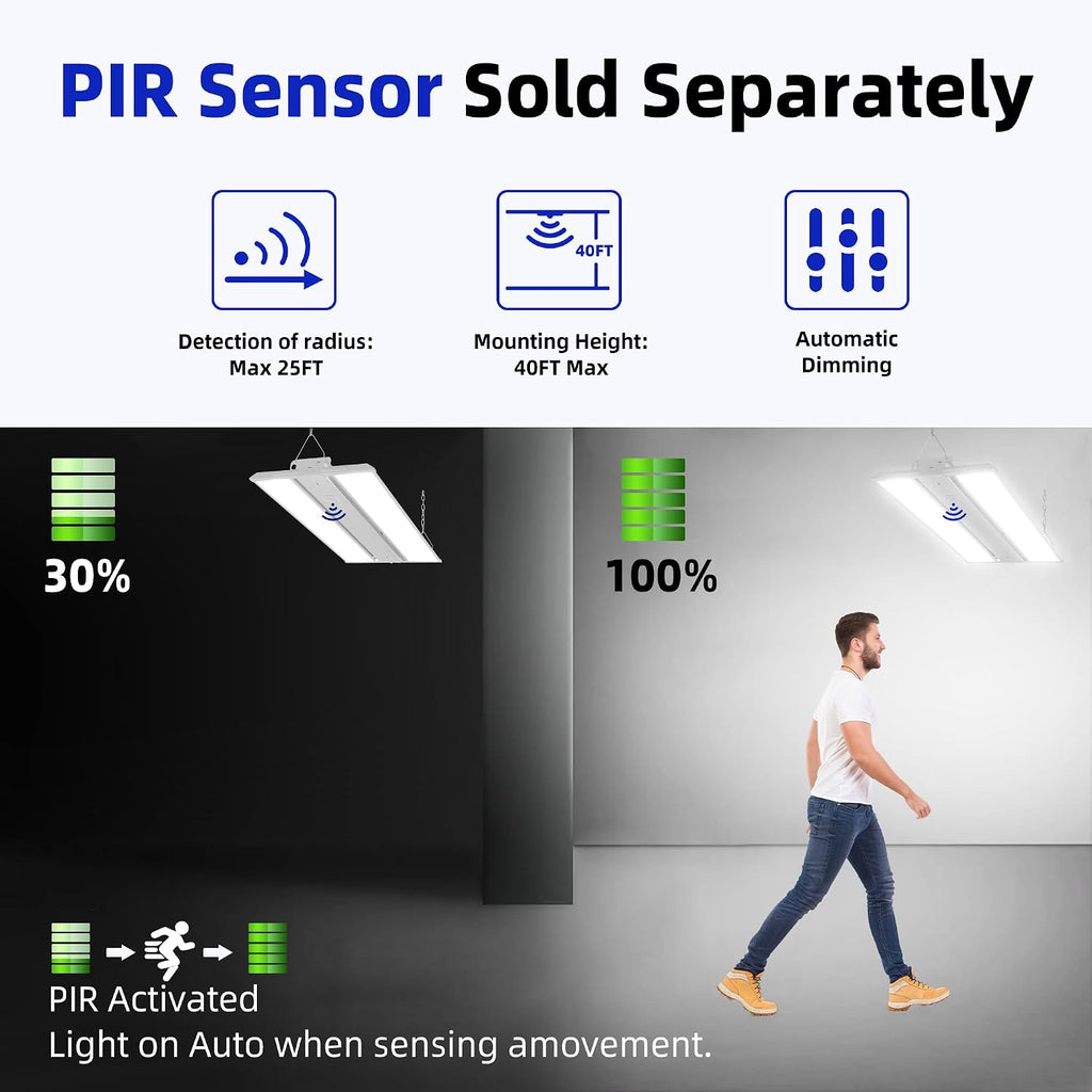 hykolity 2FT LED Linear High Bay Shop Lights with PIR Sensor Base