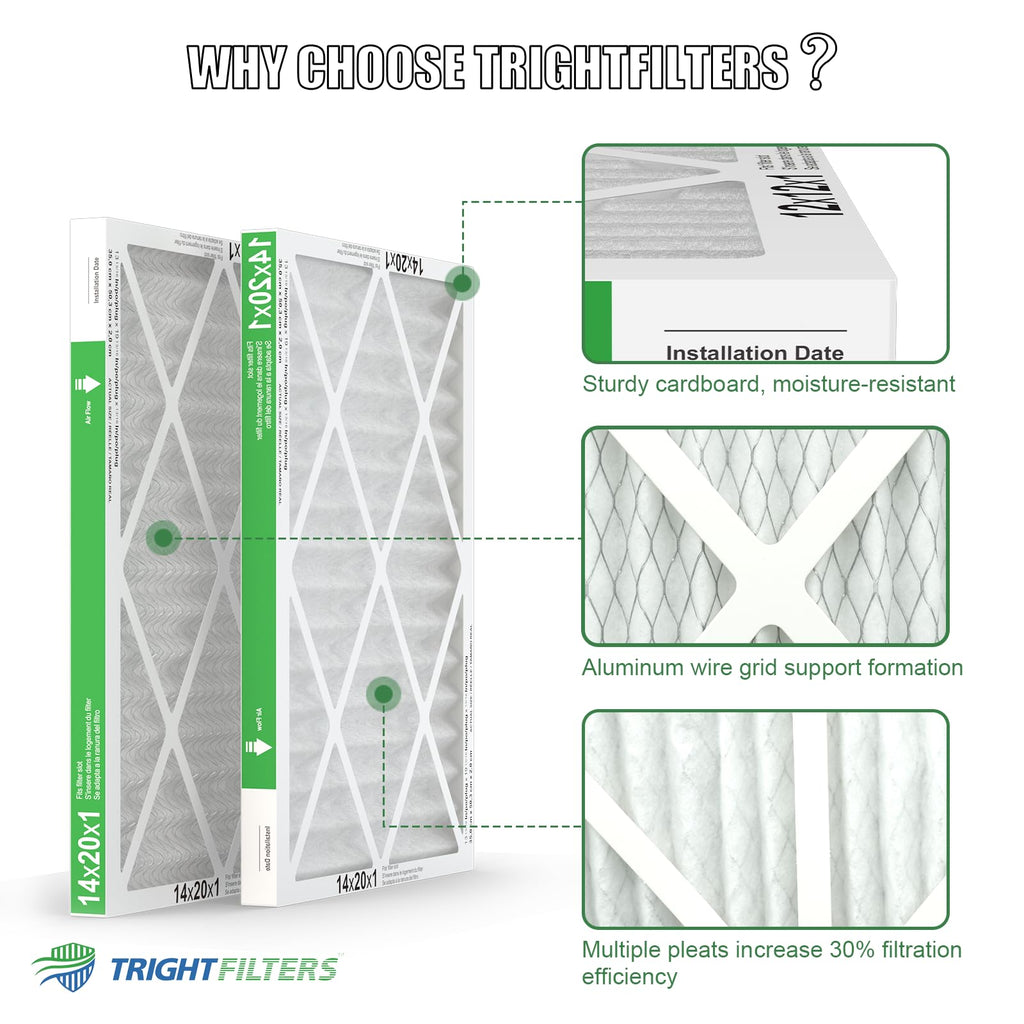 14x20x1 Air Filter 4 Pack, MERV 8 Filter Replacement