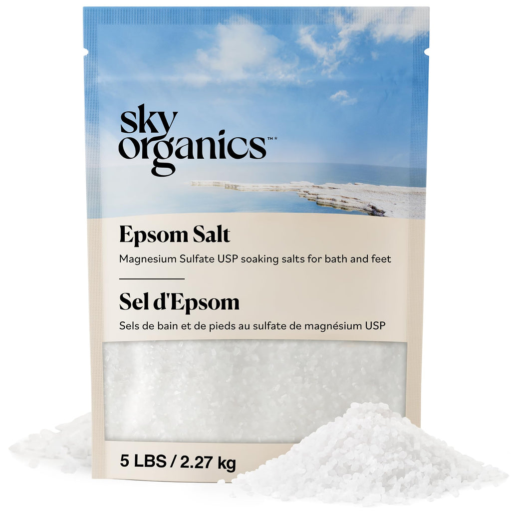 Epsom Salt Bath Soak 5 lbs, Magnesium Sulfate USP, Unscented